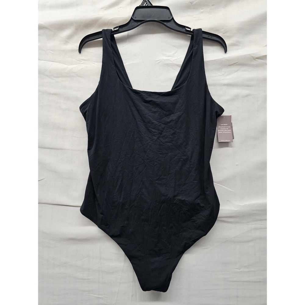 Auden Womens Sleeveless Scoop Neck Bodysuit Black Nylon Blend Casual Size XXL
